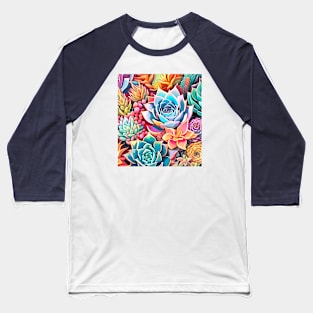 Colorful Succulents Baseball T-Shirt